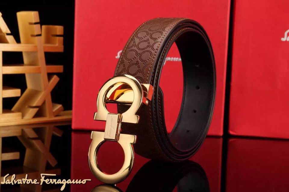 Ferragamo Special Edition Adjustable Leather Double Gancini Buckle Belt 007