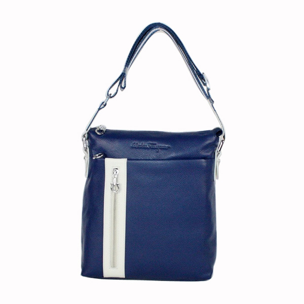 Ferragamo Blue Leather Vintage Messenger Bag