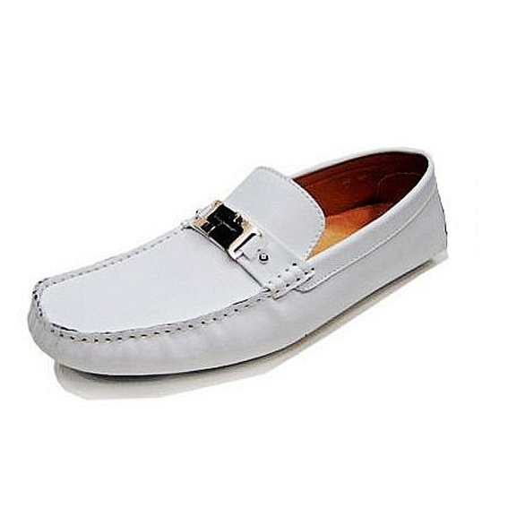 Ferragamo Men Shoes Loafers Buckle Leather White