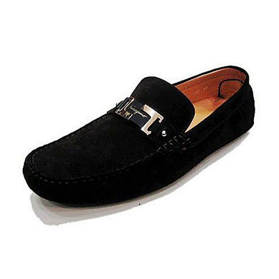 Ferragamo Men Shoes Loafers Buckle Black