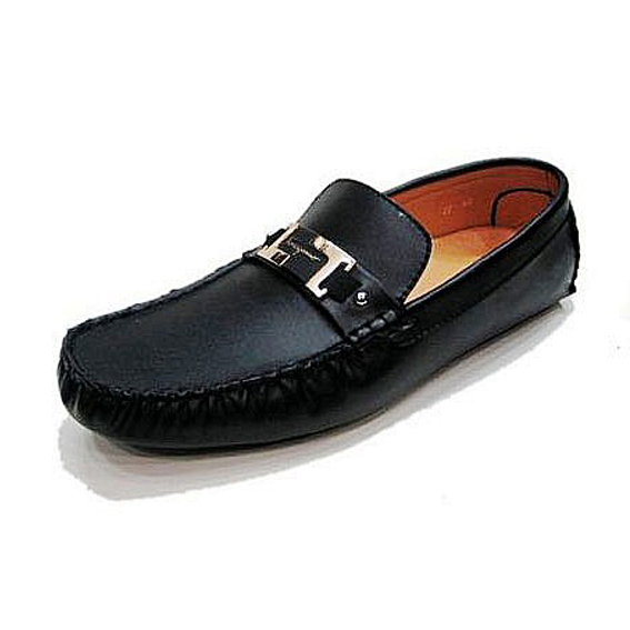Ferragamo Men Shoes Loafers Buckle Leather Black
