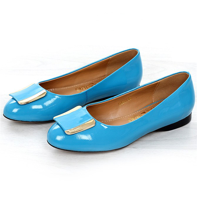 Ferragamo Patent Leather Footwear Turquoise