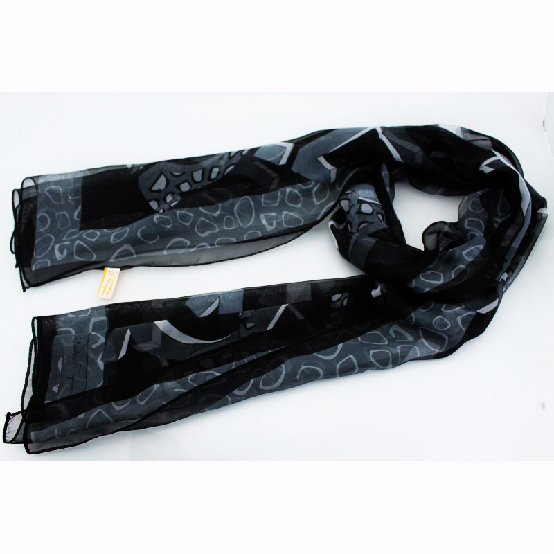 Ferragamo Printed Silk Chiffon Scarfs Black
