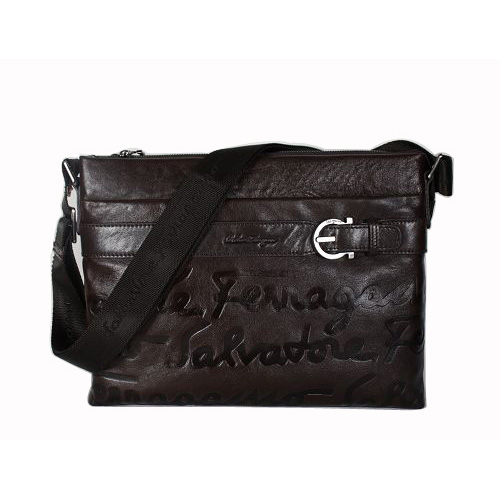 Ferragamo Logo Screen Print Large Leather Shoulder Bag