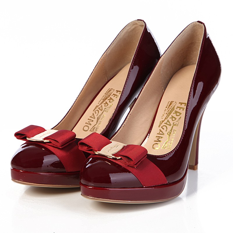 women Ferragamo high heel wine red 274