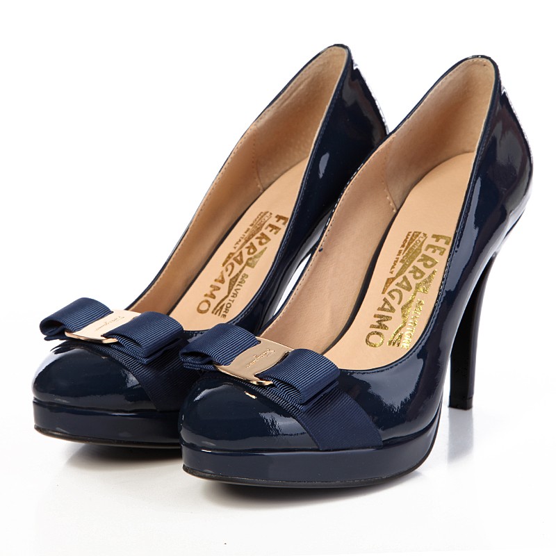 women Ferragamo high heel shoes in blue color 272
