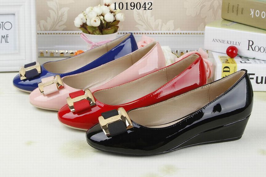 4 colors women Ferragamo wedges shoes of classic buckle 285