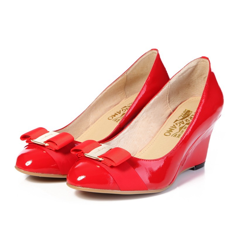 women Ferragamo wedges shoes in red color 284