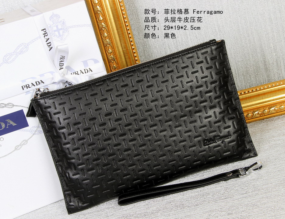 Ferragamo pouch wallet black mens sale