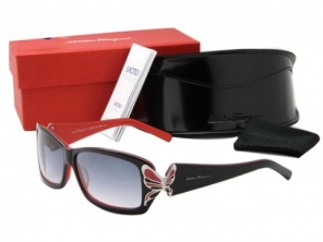 Ferragamo Sunglasses Stylish Butterfly Black Red On Sale