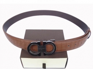 On Sale Men's Classic Double Gancini Adjustable Belt Brown Silver