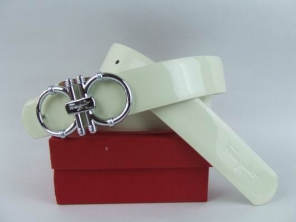 Ferragamo Double O Ring Buckle Belt White On Sale Online