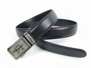 Ferragamo Signature Plaque Belt Black Leather On Sale Online