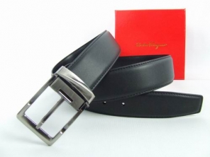 Ferragamo Men Rectangular Buckle Belt Silver Black On Sale For Sale