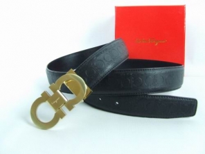 Discount Ferragamo Men Classic Belt Patent Leather Gold Black Online