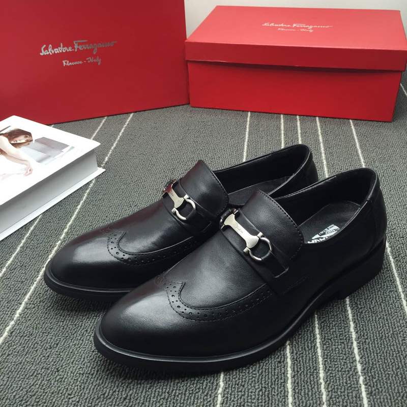 Ferragamo Derby Loafer Men Shoes In Black