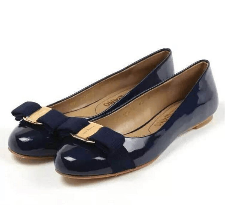 Ferragamo Varina Women Flat Shoes Navy Blue