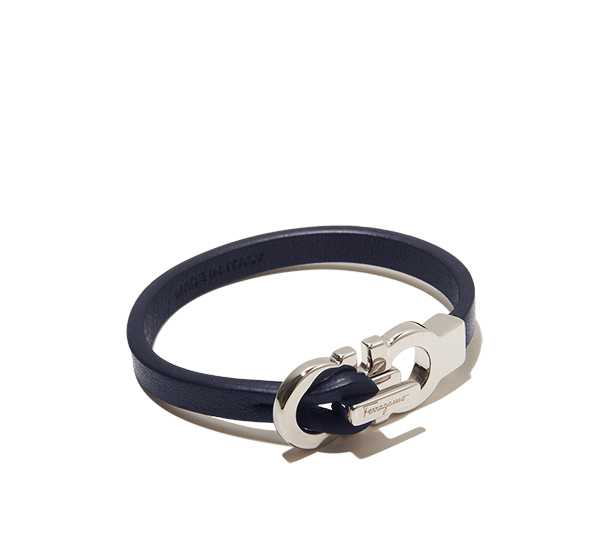 Salvatore Ferragamo Men Braided Leather Bracelet With Hook Closure