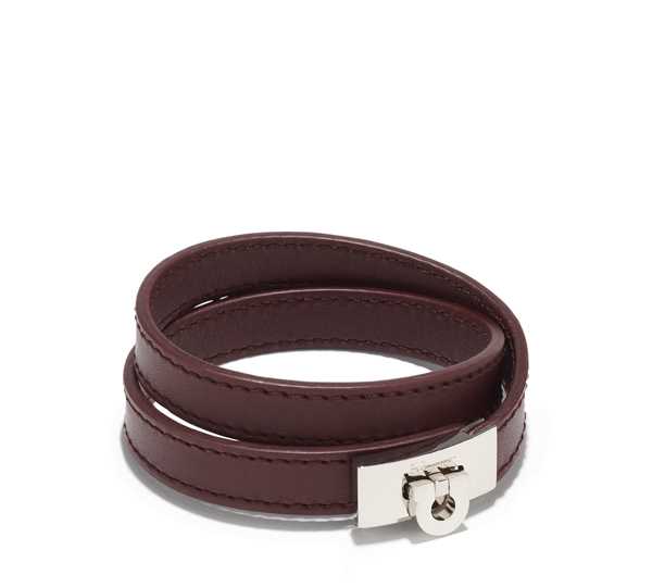 Salvatore Ferragamo Men Double Wrap Leather Bracelet