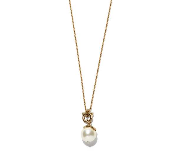 Salvatore Ferragamo Women Gold Chain Necklace With Pearl