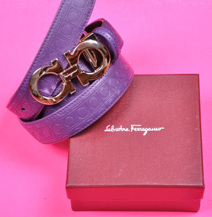 Discount Ferragamo Belts Women Gold With Purple Sale