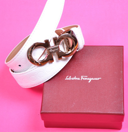 Discount Ferragamo Belts Women Gold With White Sale