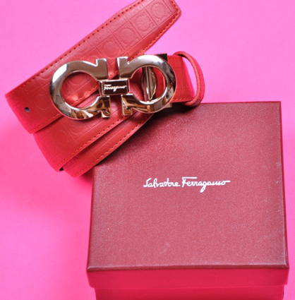 Discount Ferragamo Belts Women Gold With Red Sale