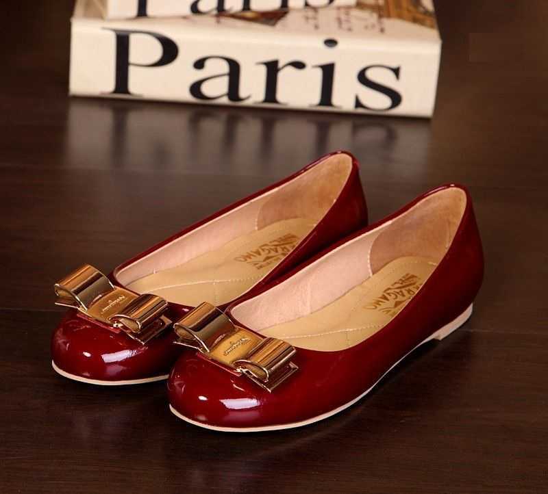 Women's Salvatore Ferragamo Varina Patent Leather Flats Dark Red