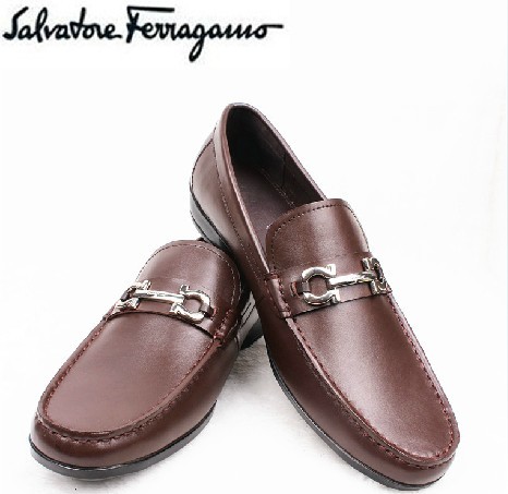 Ferragamo Shoes Men Gancio Bit Loafer Brown/Black Sale