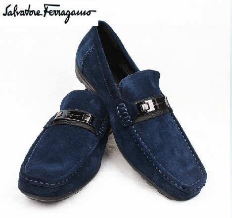 Ferragamo Shoes Men Driver Mocassin With Gancio Bit Brown/Black/Blue