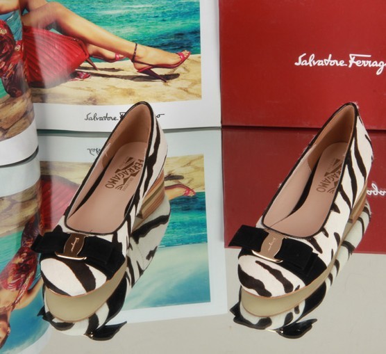 Ferragamo Shoes Women Vara Bow Zebra Stripe Sale