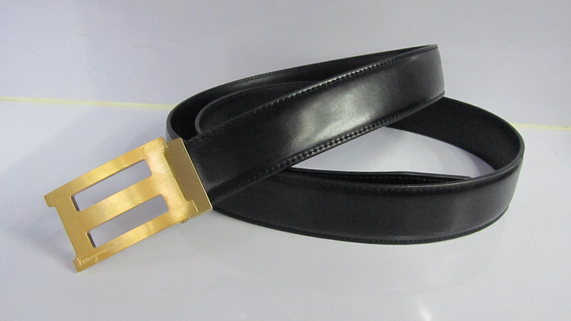 Ferragamo Belts Men Gold Buckle with Black