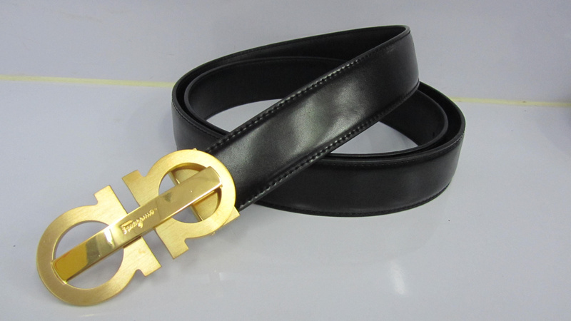 Ferragamo Belts Men Gold Buckle Logo with Black
